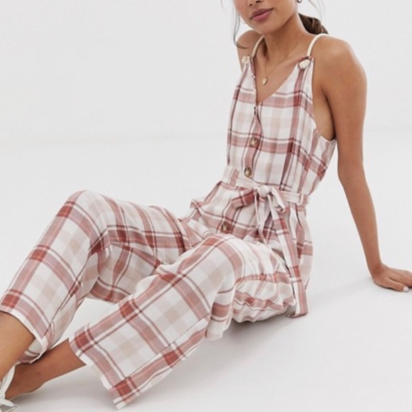 ASOS Pants - ASOS Casual Check Cropped Jumpsuit